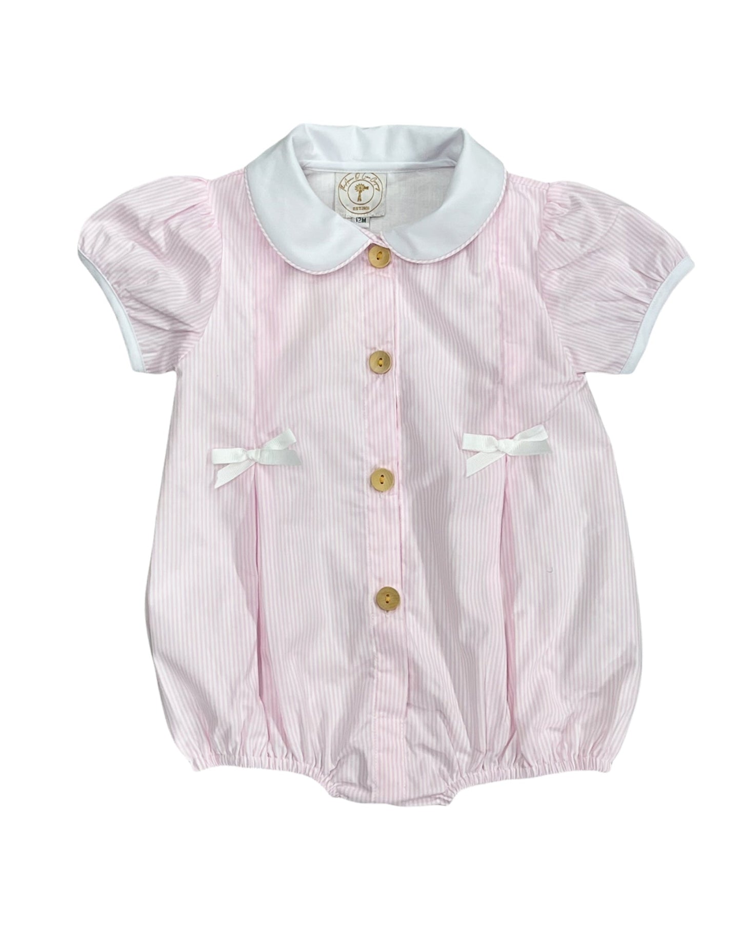 Anna O’ Lane: Baymont Buttons Bubble in Pink Preppy Pinstripe