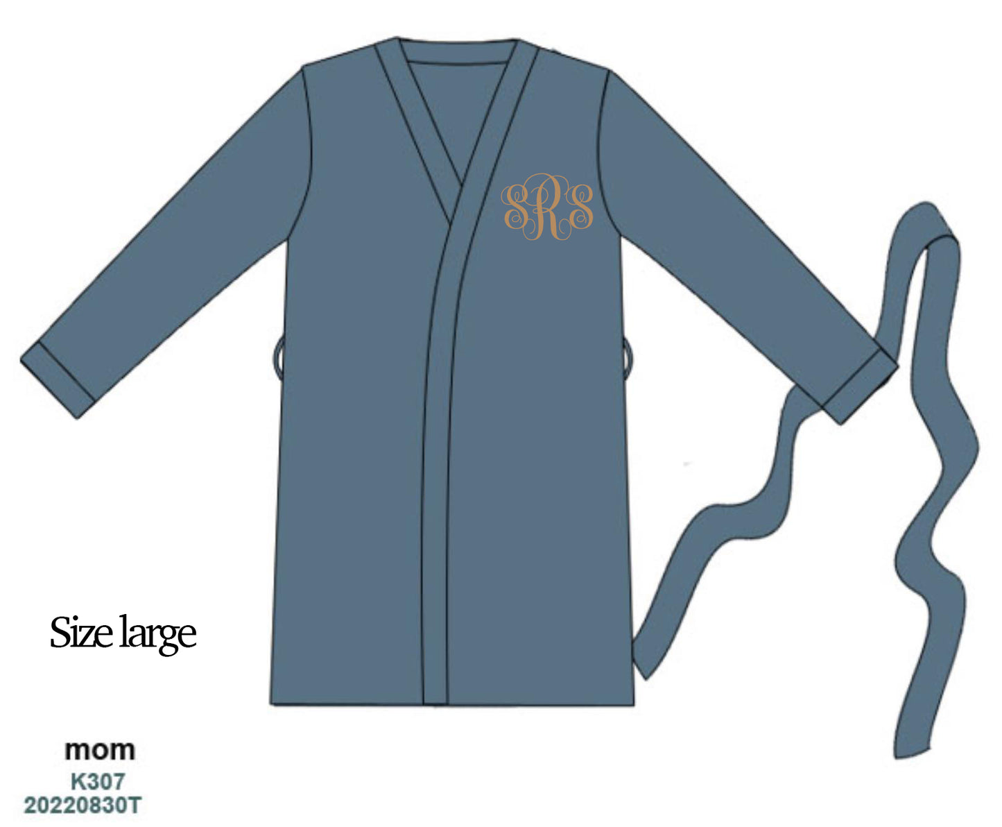 RTS: Mom & Me Collection- Blue Stone- Mom Knit Robe (Monogrammed)
