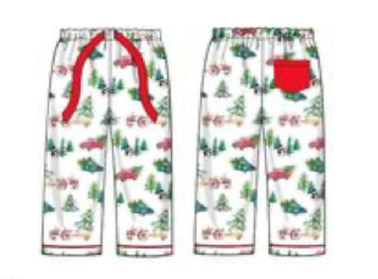 RTS: Watercolor Trucks & Tractor Pj Collection- Adult Unisex Knit Pants
