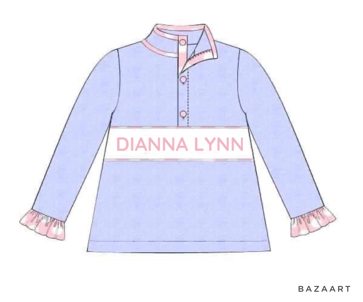 RTS: Winter Fleece Collection- Name Smock- Baby Blue- Girls Fleece Pullover “Dianna Lynn”