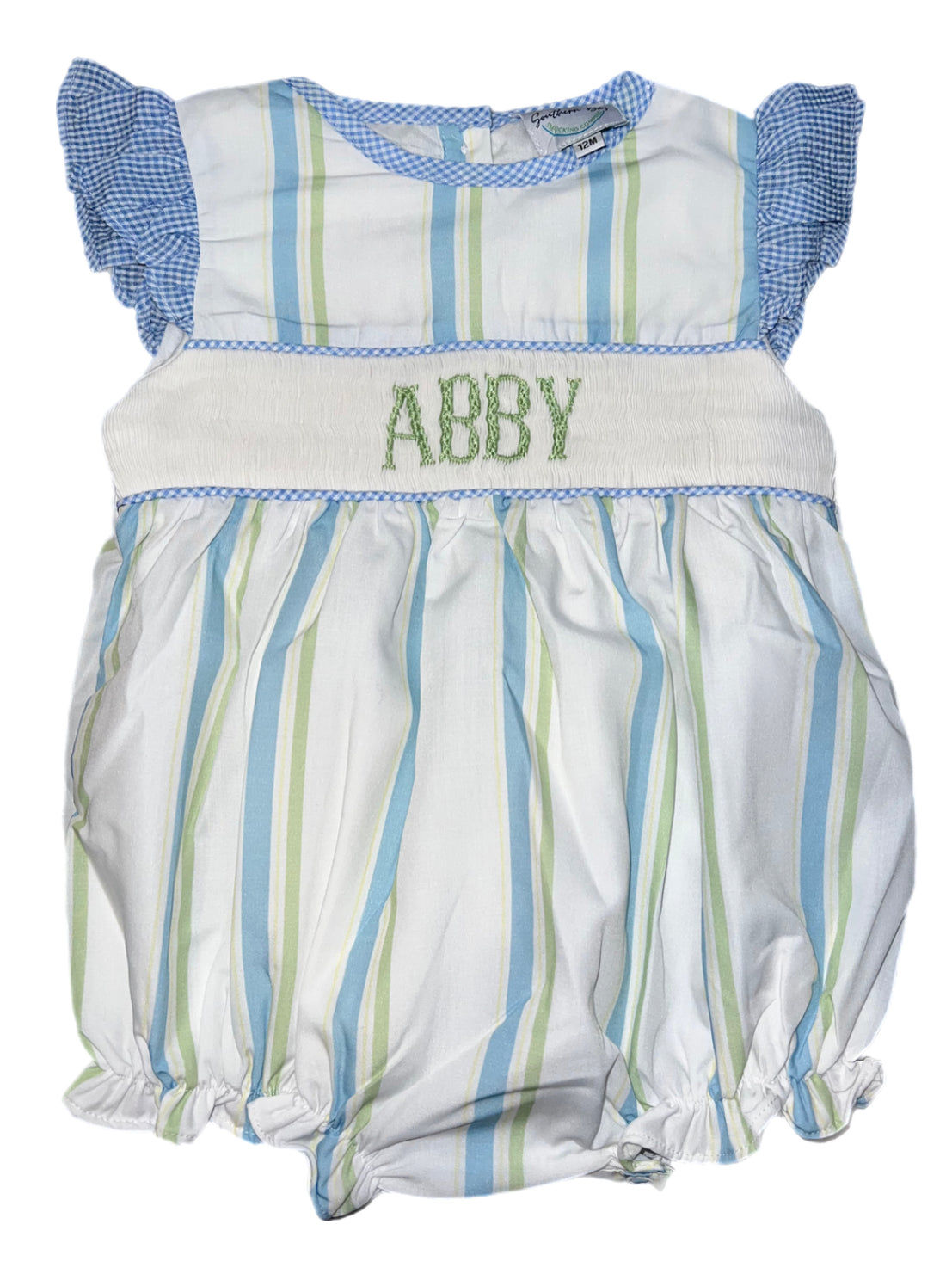RTS: SBSC- Name Smock Collection- Brooks Stripes- Girls Woven Bubble “Abby”