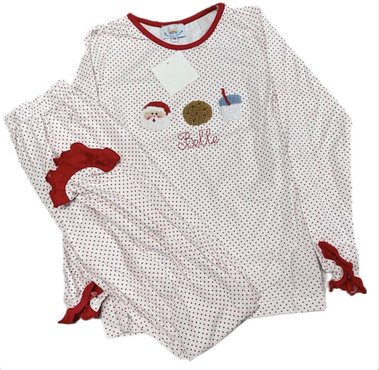 RTS: Girls French Knot Christmas Eve 2pc Pjs “Belle”