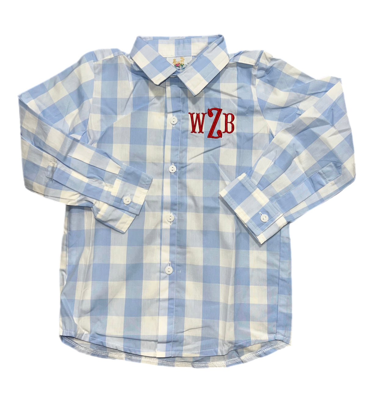 RTS- Boys Blue Check Button Up “WZB”