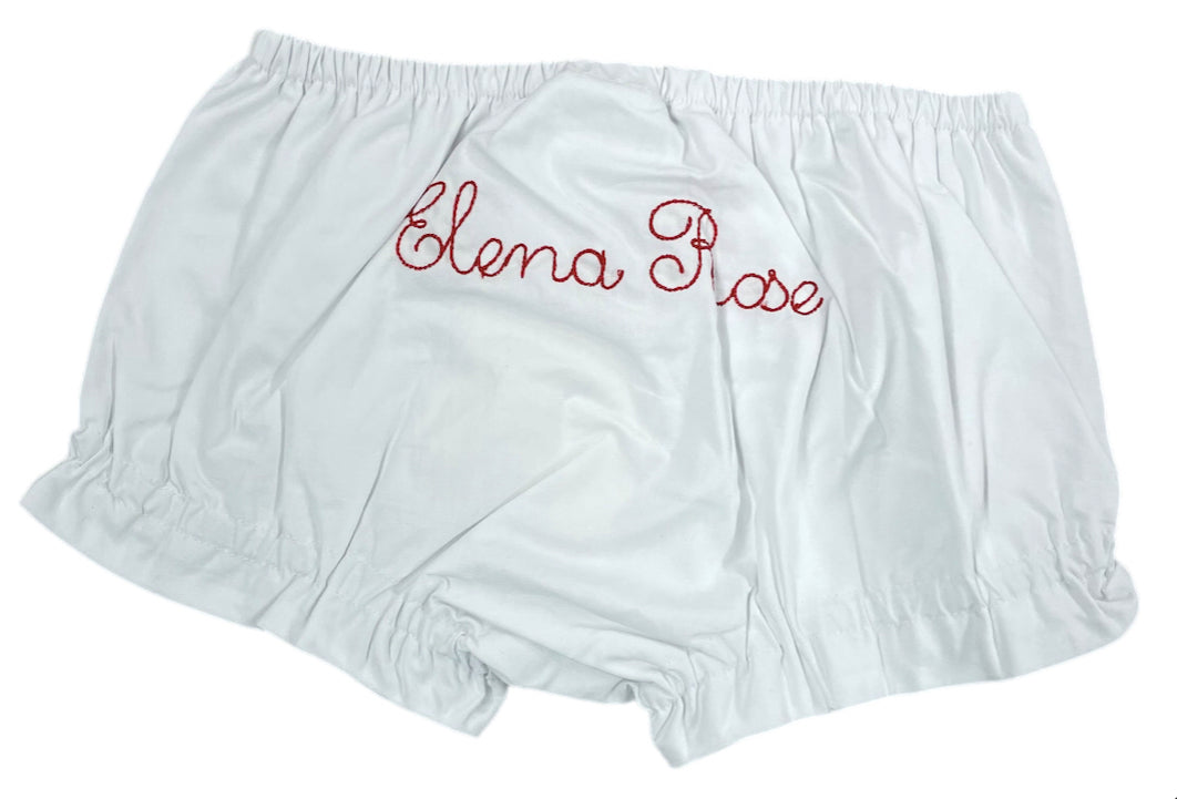 RTS: Girls White Embroidered Diaper Cover “Elena Rose”