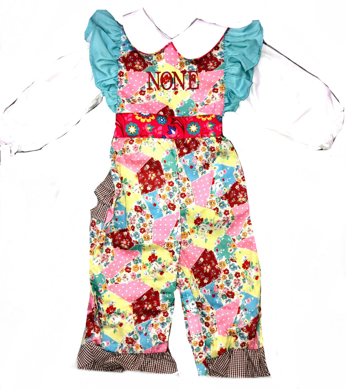 RTS: Defect-Girls Patchwork Floral 2pc Romper “None”