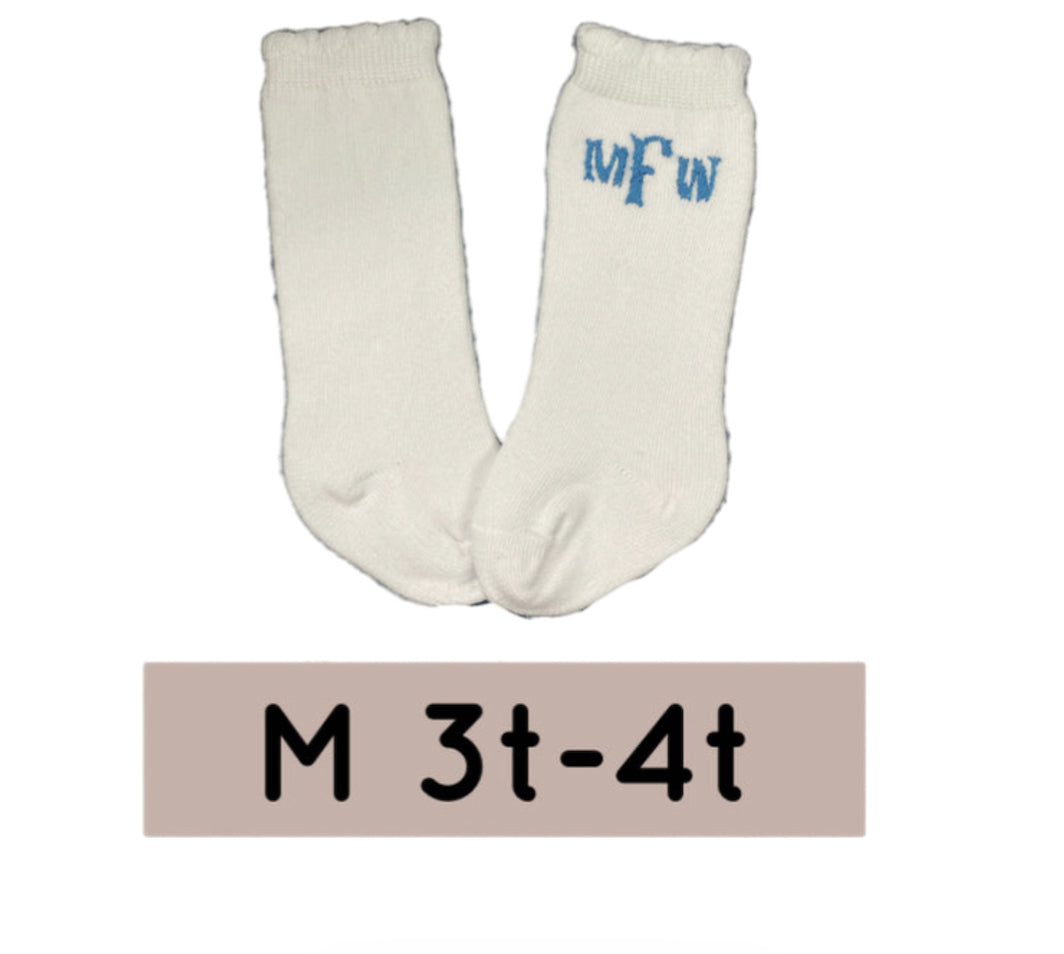 RTS: Scalloped Monogrammed Socks- 3t-4t