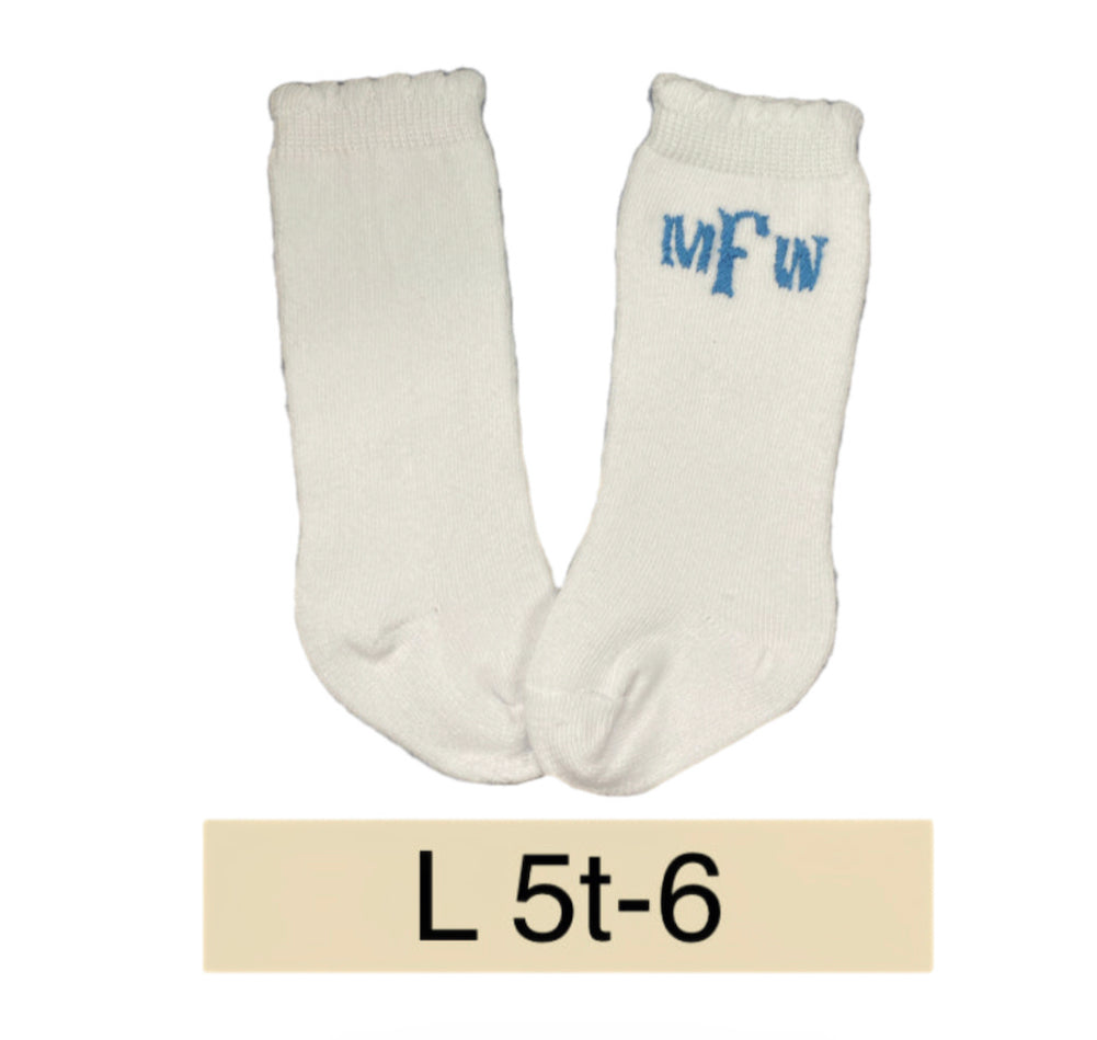 RTS- Scalloped Monogram Socks Large (5t-6t)