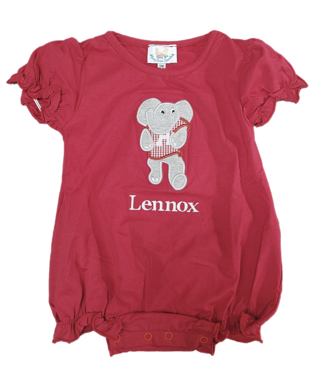 RTS: Girl Elephant Mascot Applique Bubble “Lennox”