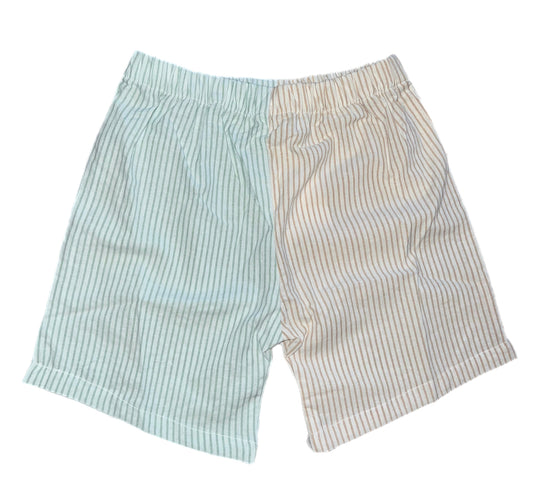 RTS: Boys Pin Stripe Colorblock Woven Angled Shorts
