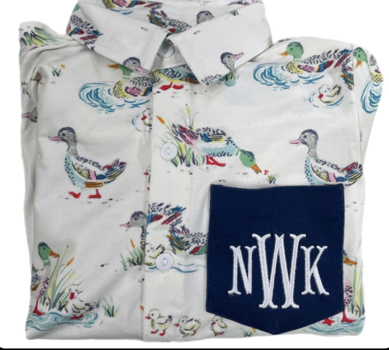 RTS: DEFECT- Ducks Collection- Boys Long Sleeve Short Set “NWK”