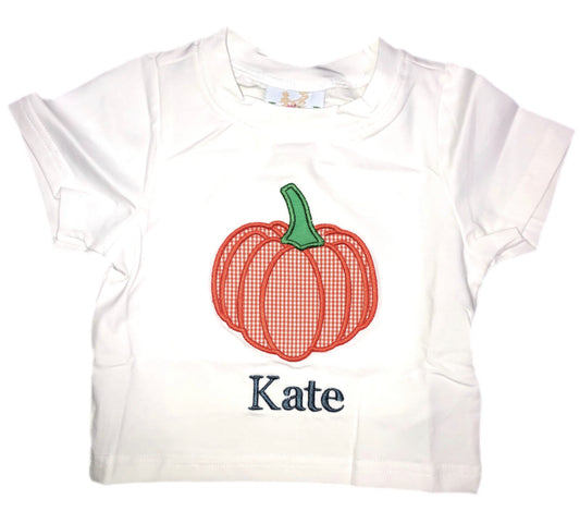 RTS: Defect-Boys Pumpkin Appliqué Shirt “Kate”