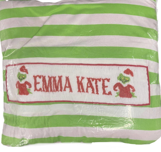 RTS: Grinch Name Smock Blanket -“Emma Kate”